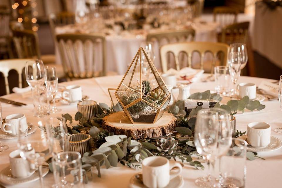 Gold prism terrarium centerpiece