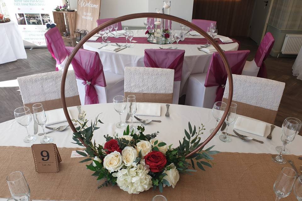 Hoop Centrepiece with floral d