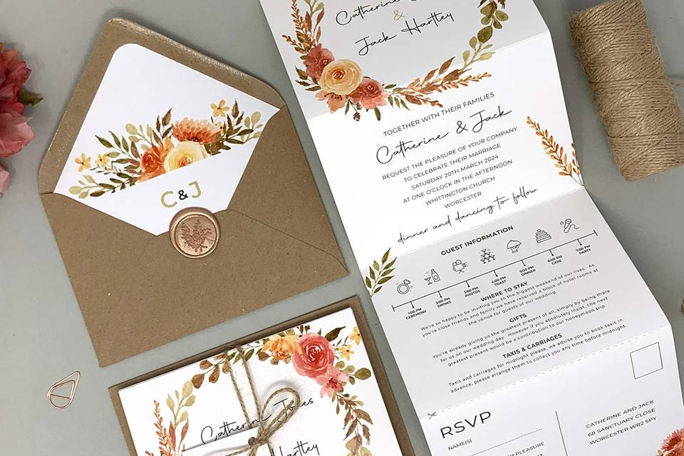 Delicate Concertina Invite