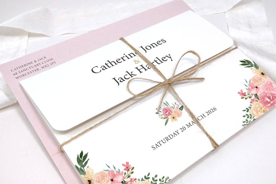 Dusty Pink Folded Invitation