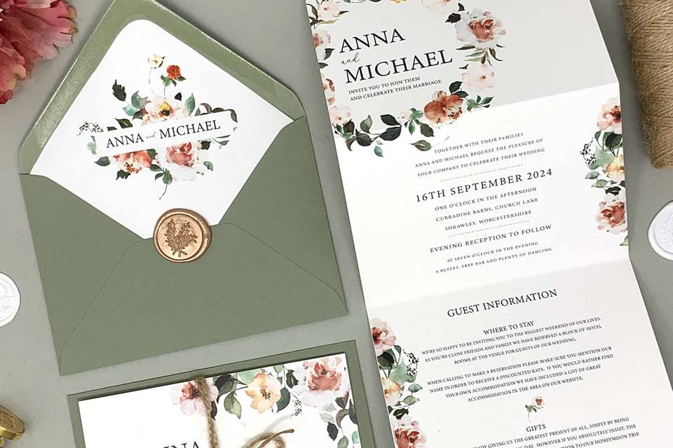 Floral Concertina Invite