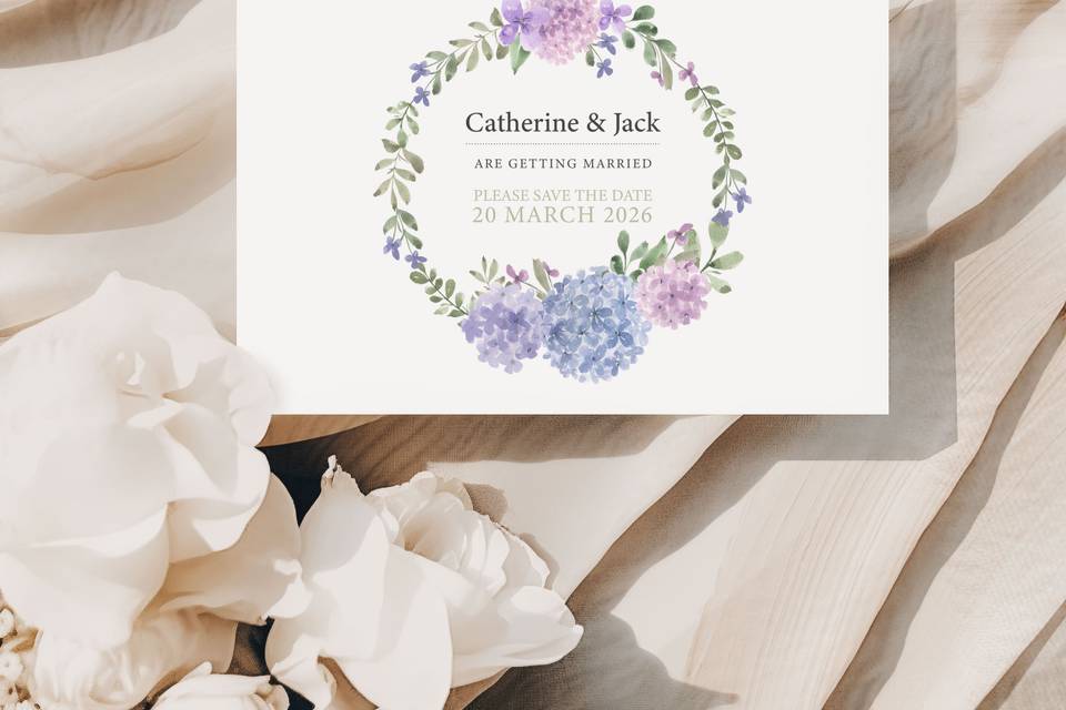 Hydrangea Save the Date