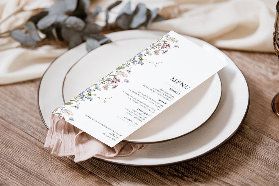 Wedding menu