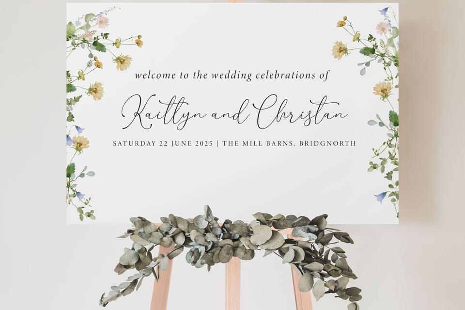 Summer Flowers Welcome Sign