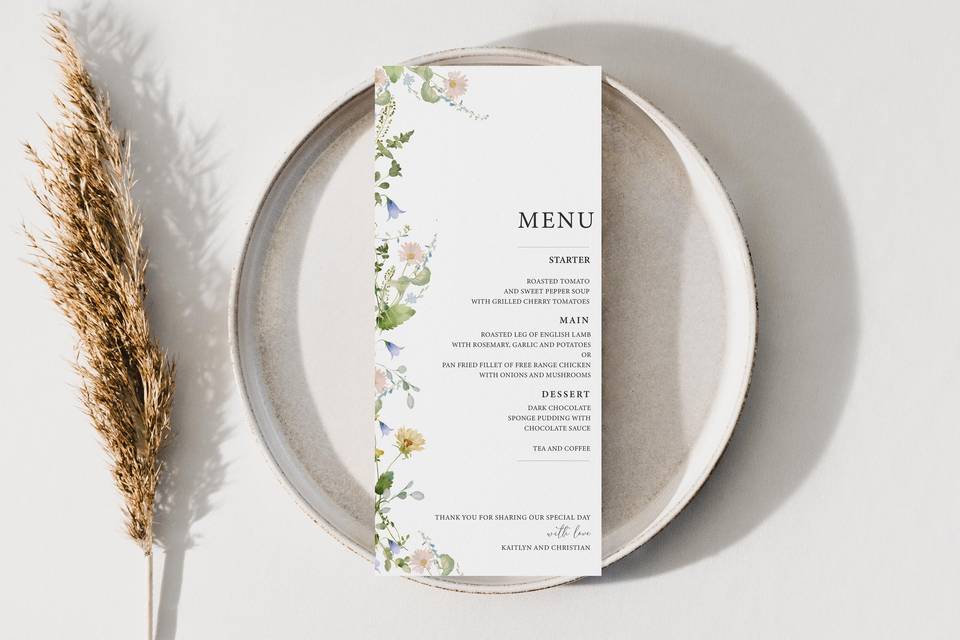 Wedding Breakfast Menu