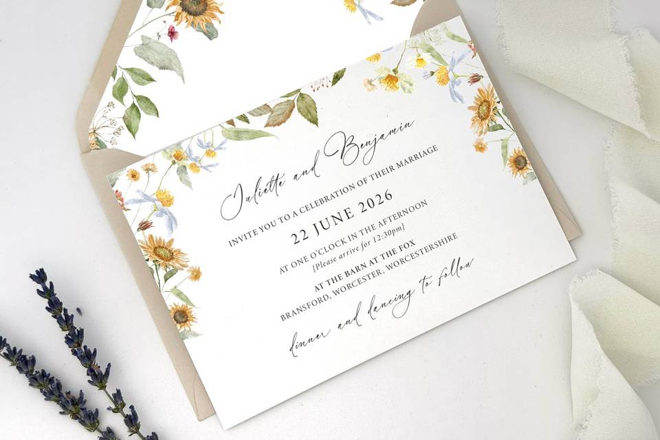 Sunflower Wedding Invitation