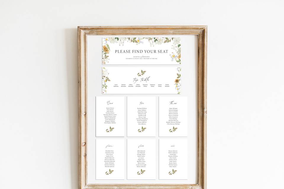 Sunflowers Seating Plan