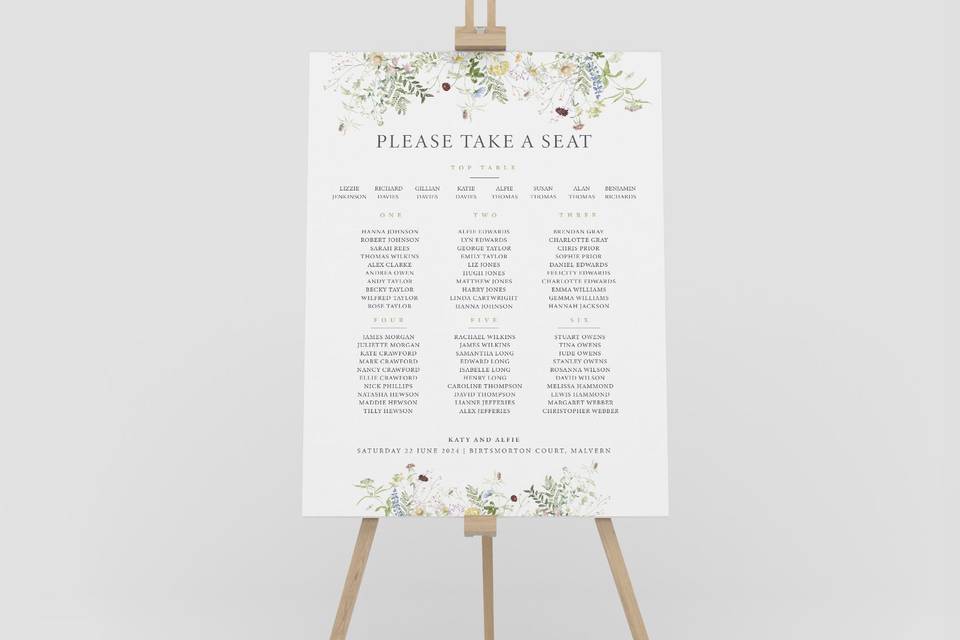 Wild Blooms Seating Plan