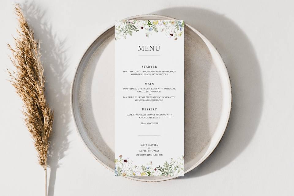 Wedding Menu