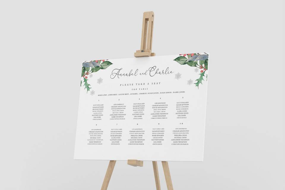 Christmas Wedding Seating Plan