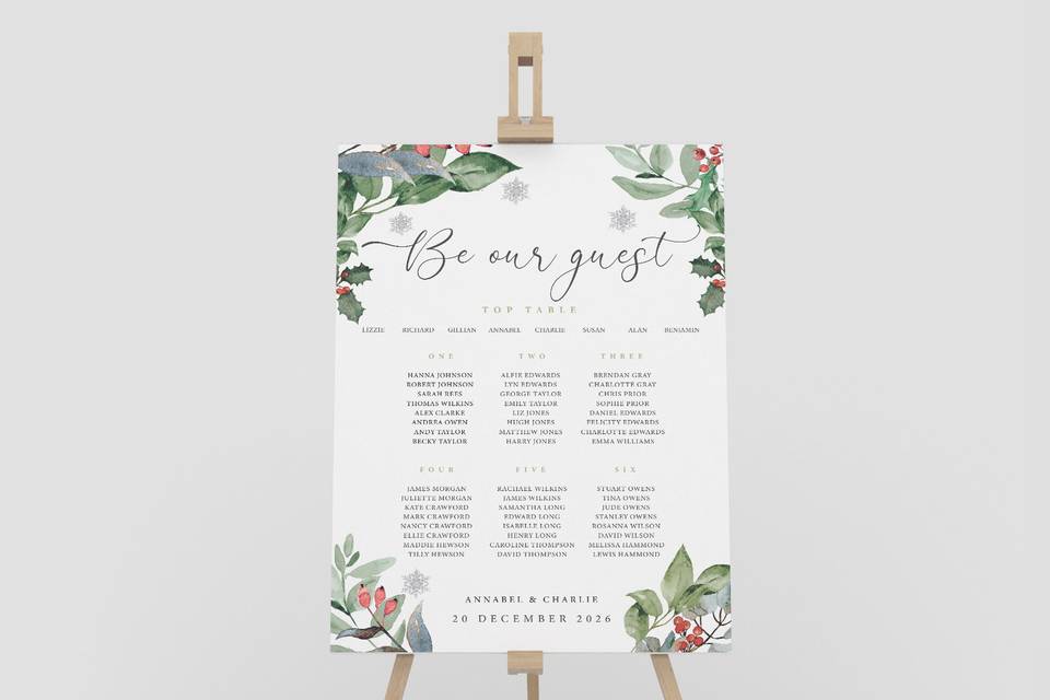 Christmas Wedding Seating Plan