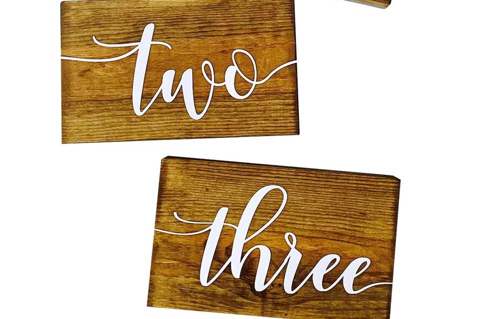 Wood table numbers