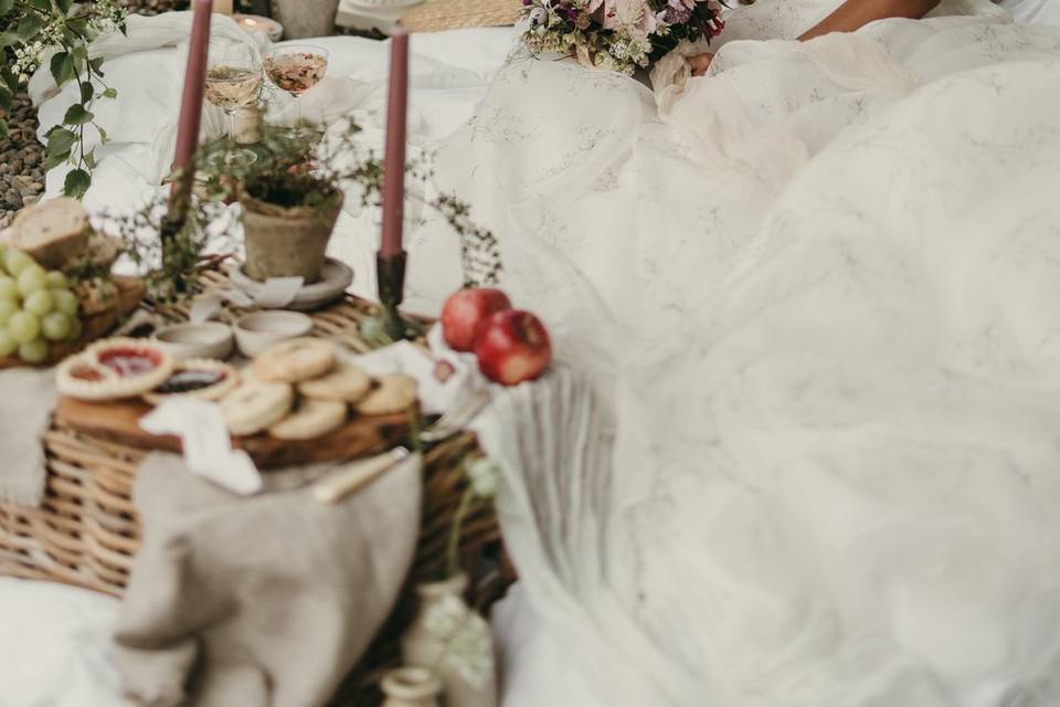 Romantic wedding picnic