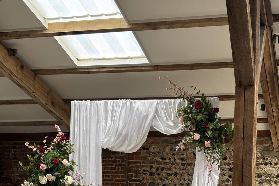 Drape backdrop with florals