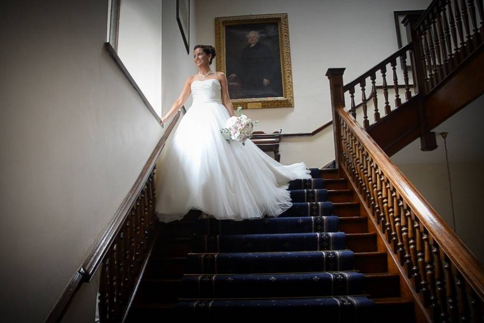 Bride descending the stairs