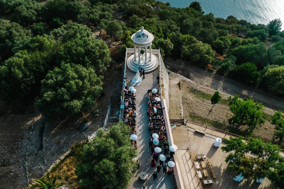 Drone wedding photo