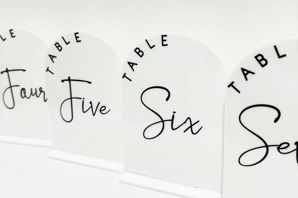 Wedding table numbers