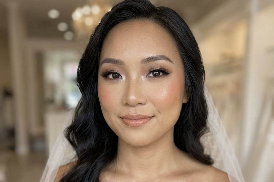 Soft, radiant bridal makeup