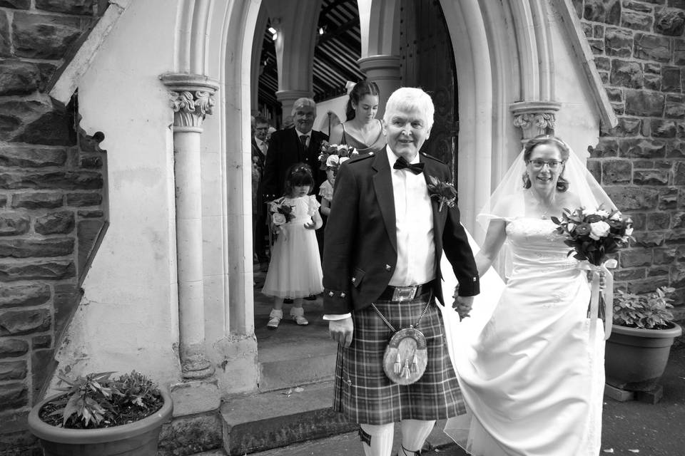 Newlyweds exiting Church