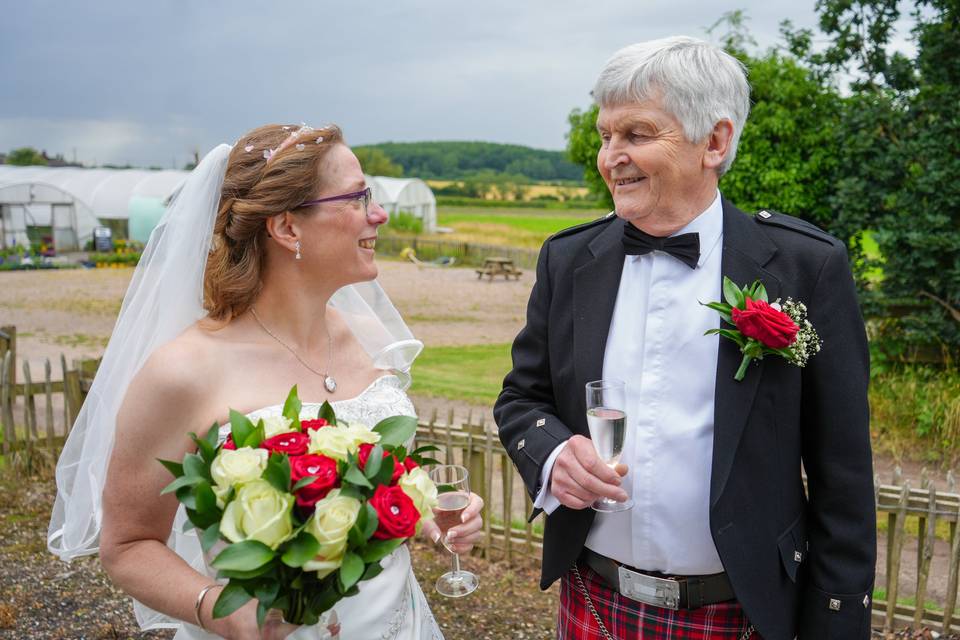 Newlyweds look of love