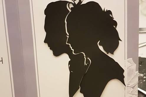 Silhouette couple in card