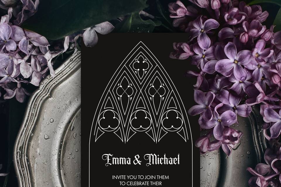 Gothic arch wedding invitation