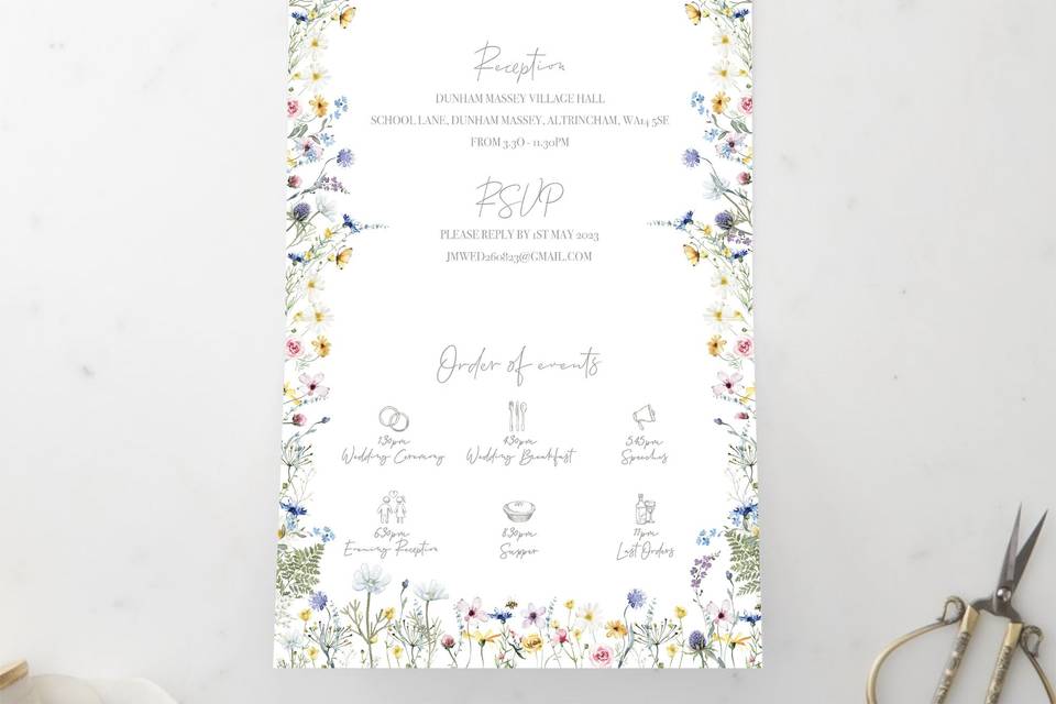 Wildflower wedding invite