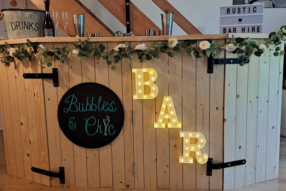 Rustic pop up bar