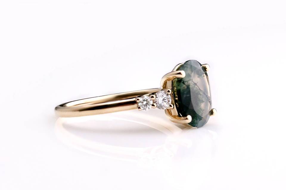 Moss Agate Enagagement Ring