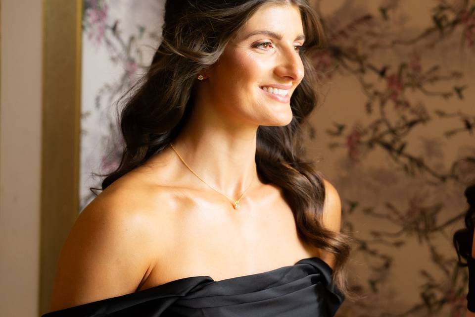 Maid of honor smiles