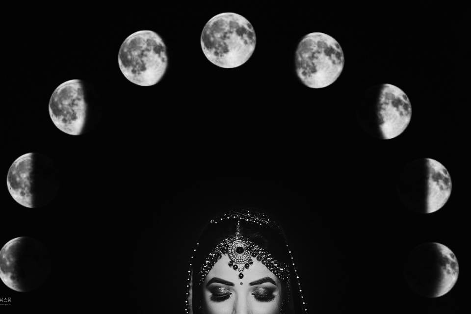 Bridal portrait phases of moon