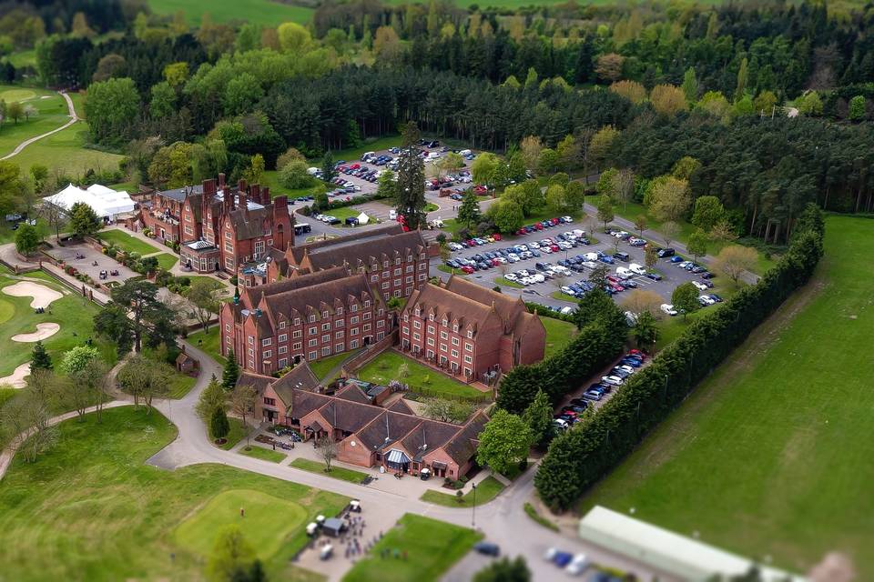 Drone shot of hotel