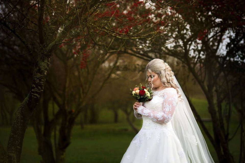Bride in trees