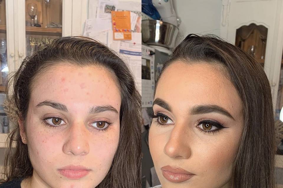 Before and after bronze glam