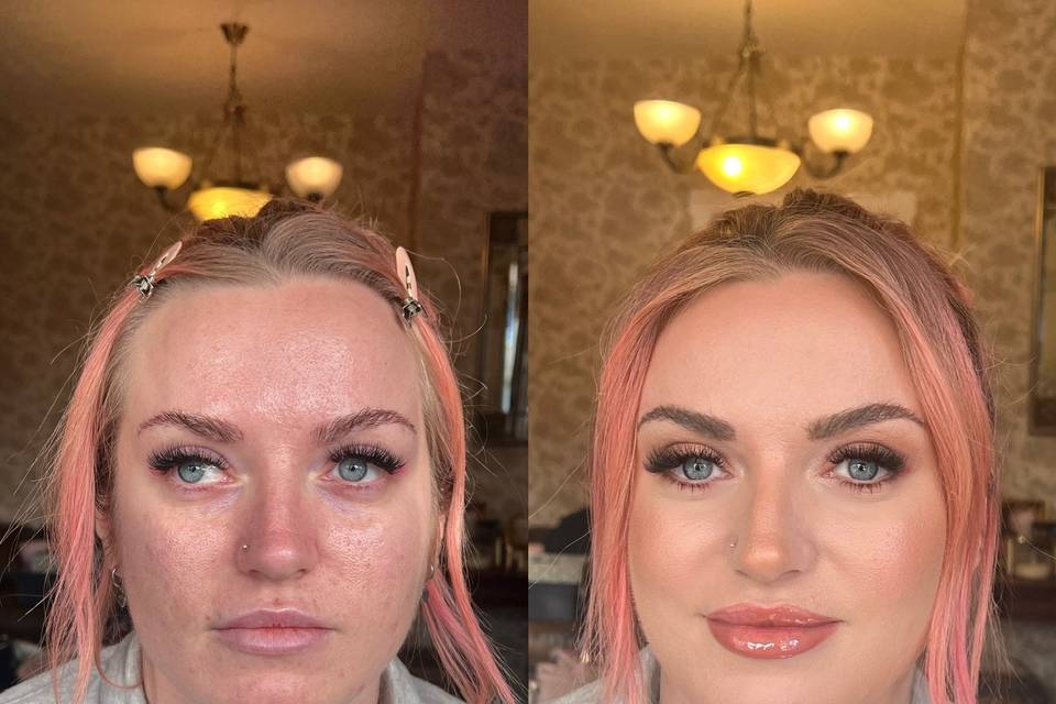 Before and after peachy glam