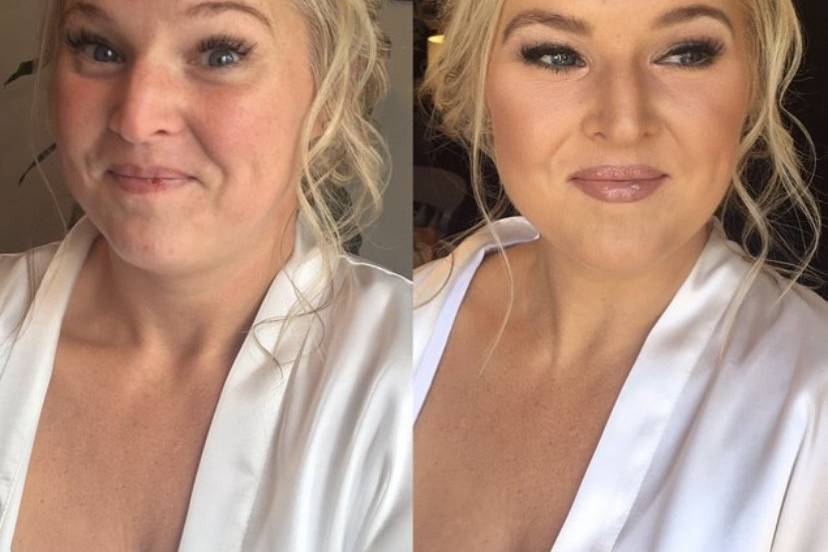 Before and after Bridal glam