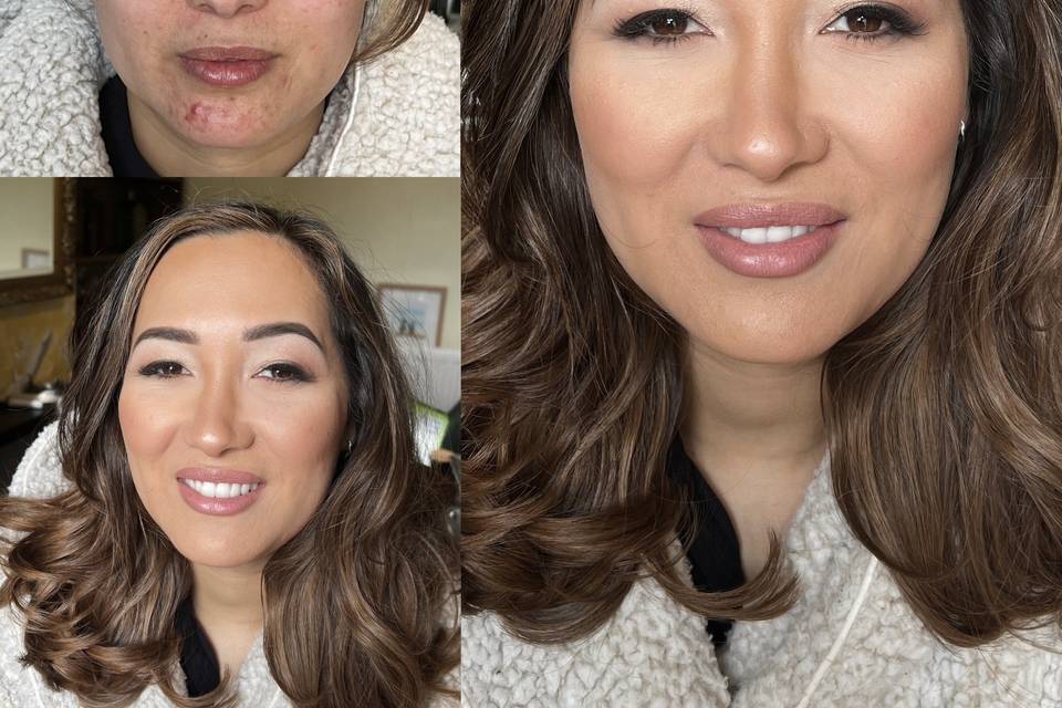 Before and after wedding glam