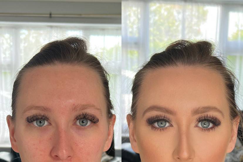 Before and after Bridal glam