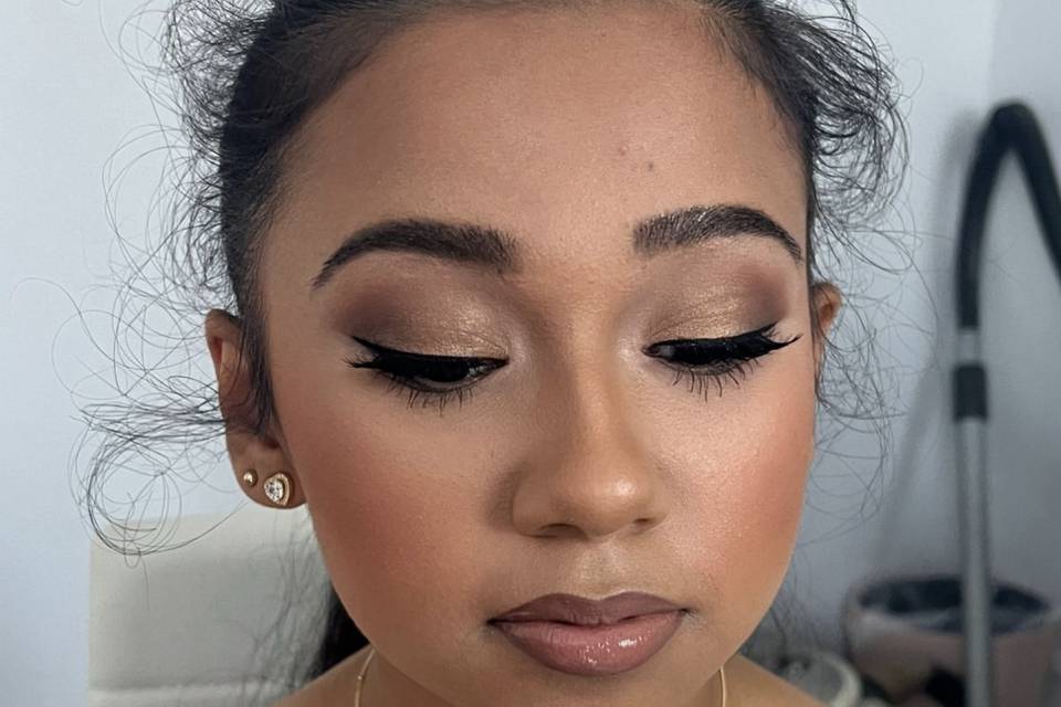 Prom glam with winged liner