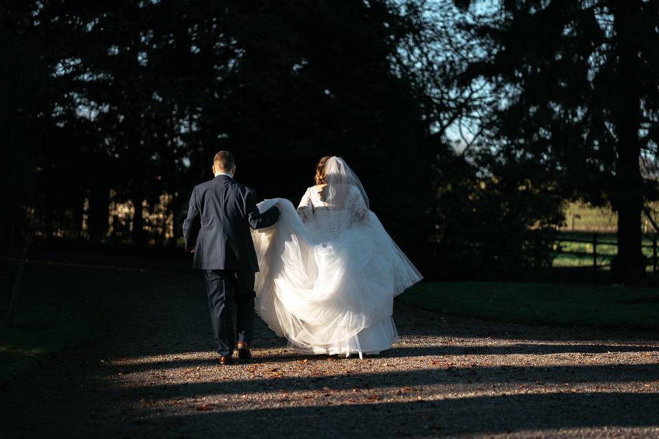 Newlyweds take a stroll