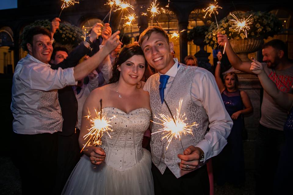 Smiling with sparklers