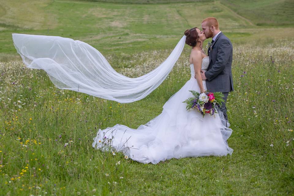 Kiss in a field