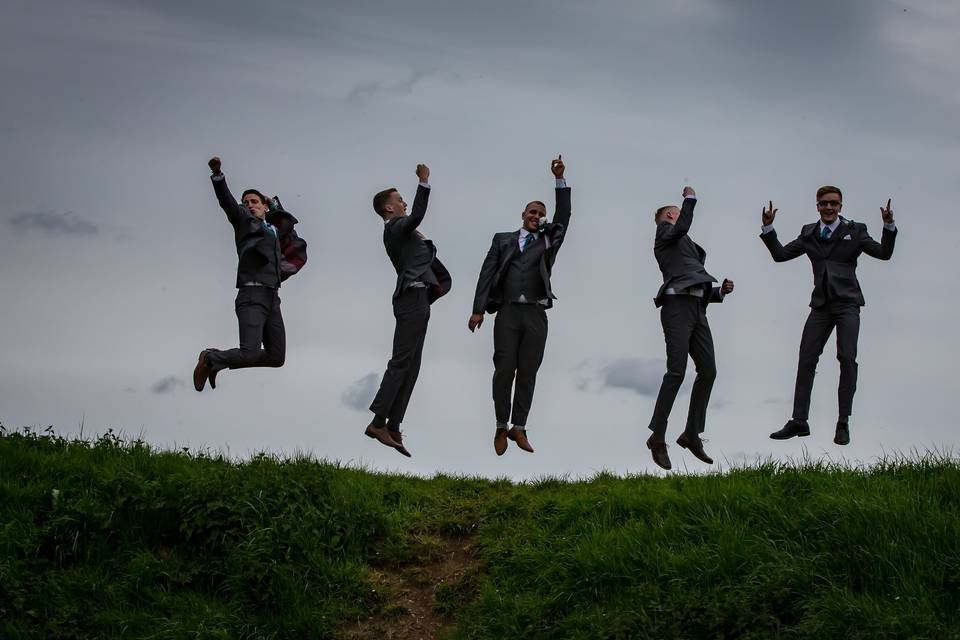 Wedding party jump