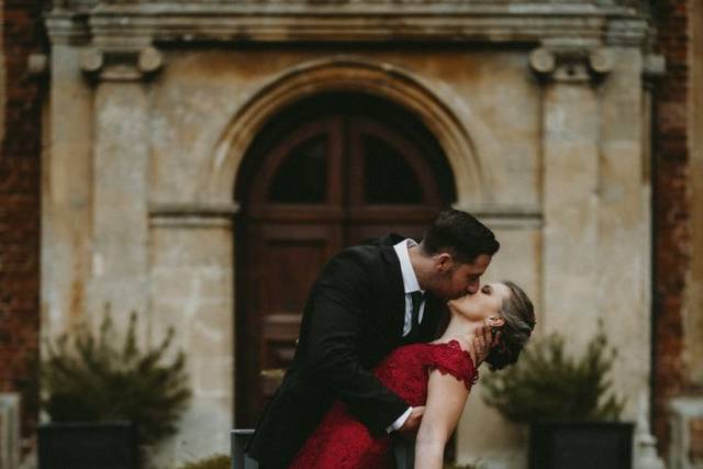 Groom about to kiss bride