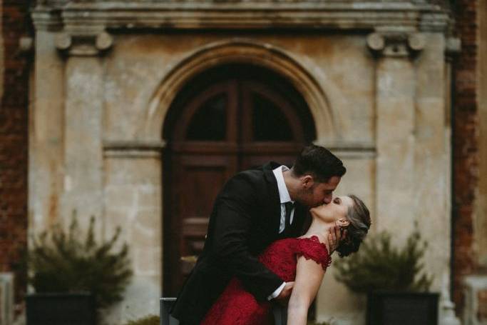 Groom about to kiss bride