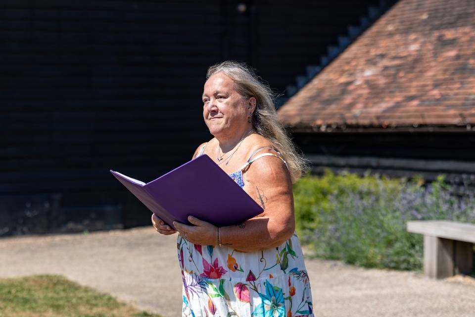 Celebrant singing in the garden