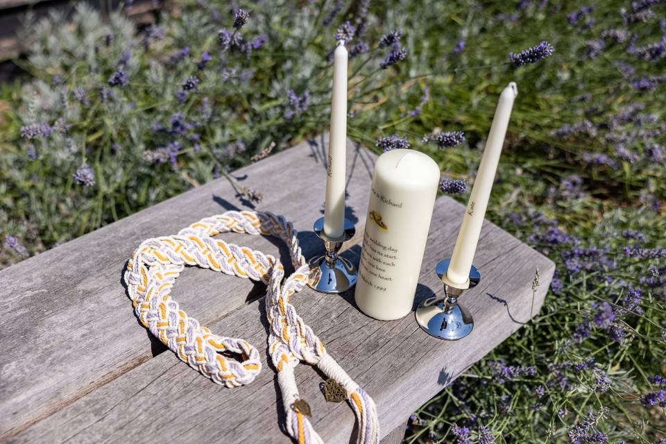 Close-up of ceremony unity candles