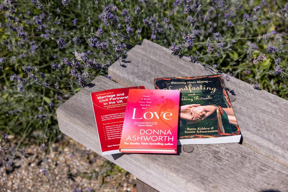 Programme and book with lavender