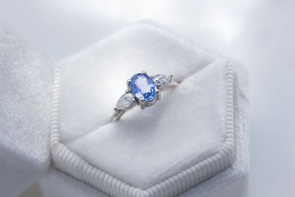 Sapphire & Diamond Cove Ring