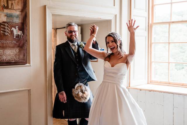 Bride and groom celebrating